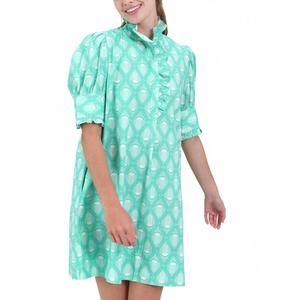 NEW NAVYBLEU westport dress in green stamp